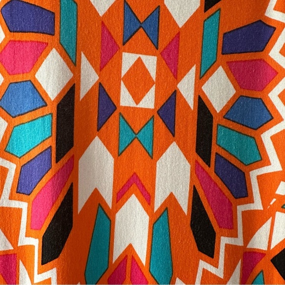Geometric Aztec Southwestern Long Tank Maxi Dress Orange Blue Turquoise - XS - Picture 6 of 15